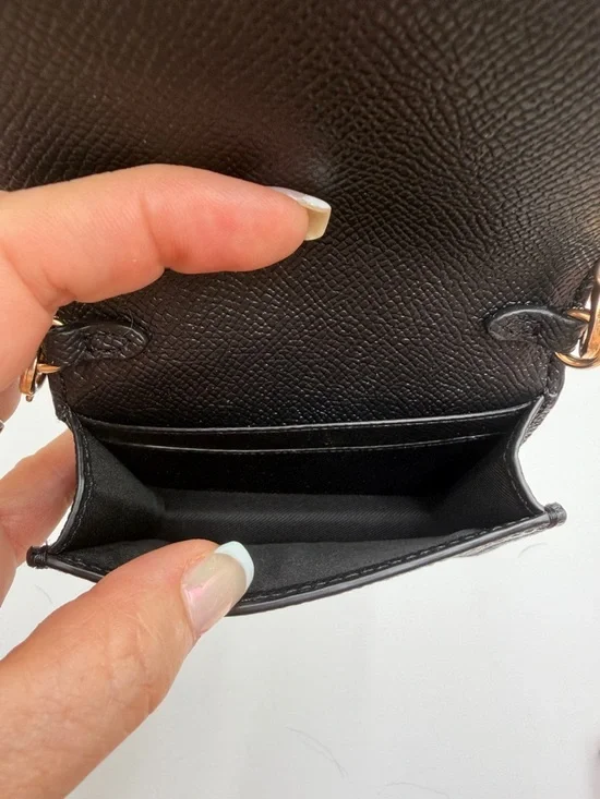 NWT Coach Black Pebble Leather Mini Crossbody with Gold Chain - Picture 4 of 4